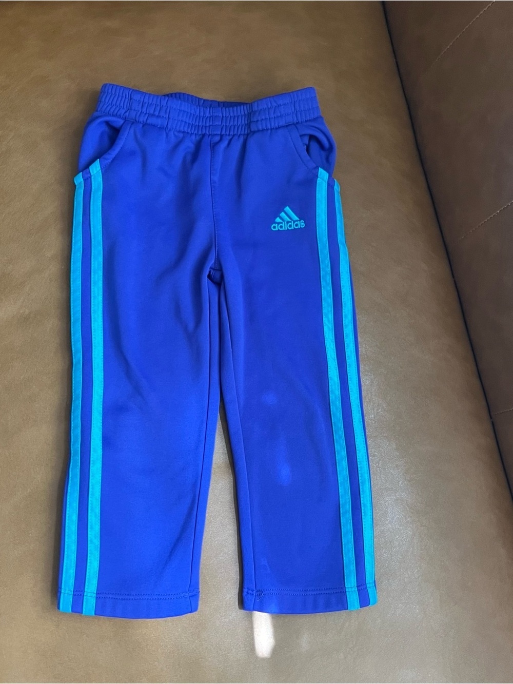 Adidas Kids Sz 3T Purple Track Pants with Teal Stripes Joggers Sweatpants